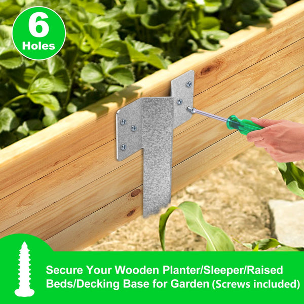 10 Pack Railway Sleepers Brackets- Heavy Duty Sleeper Stakes for Driveway Garden Edging, Galvanised Steel Jagged Sleepers Brackets for Garden Timber