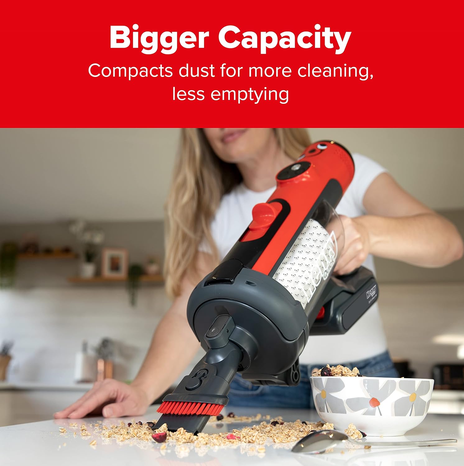 Henry Quick Hen.100, Cordless Stick Vacuum, Red, 300 W, 1 Liter