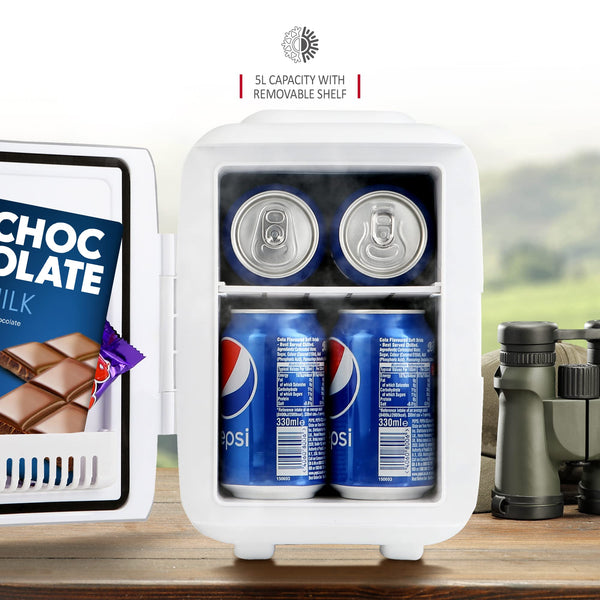 NETTA 5L Mini Fridge - Portable Small Fridge for Drinks, Snacks, Skincare - For Bedroom, Student Dormitory, Office With Cooling And Warming Function - AC/DC Portable – Black