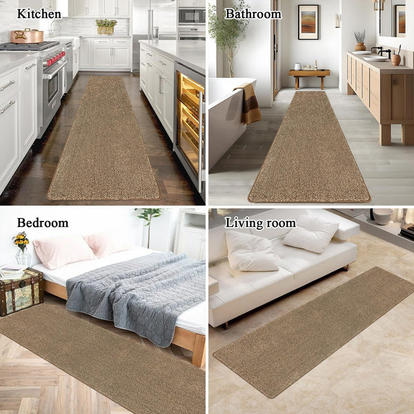 SHACOS Runner Rug for Hallway 60x240cm Carpet Runners Brown Non Slip Washable Long Hall Kitchen Runners Floor Entryway Runner Carpet for Hallway
