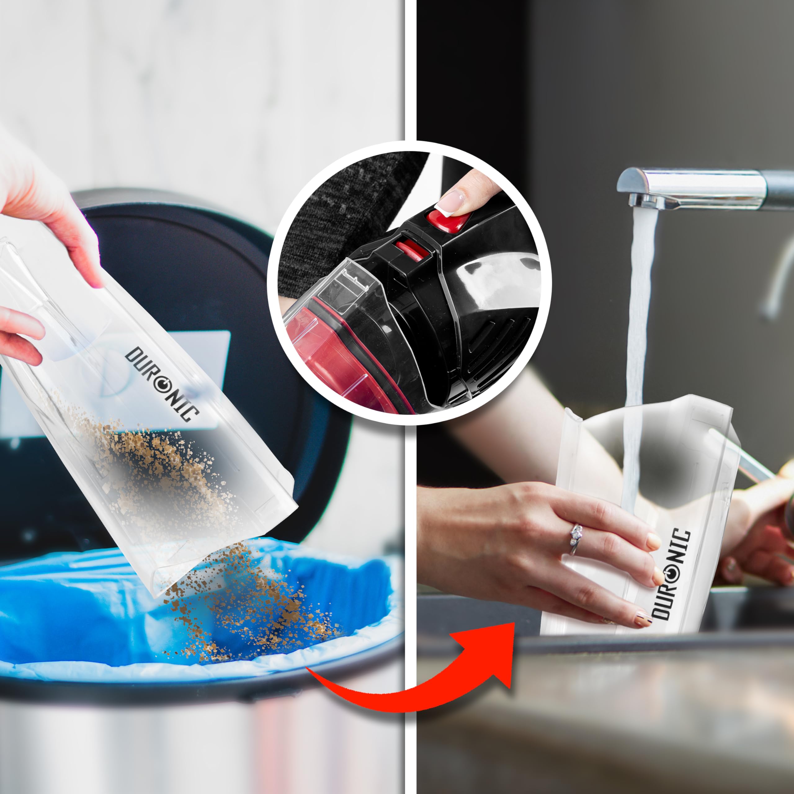 Duronic Upright Vacuum Cleaner VC8 BK Light Weight Stick Vacuum Cleaners Energy Class A+ with HEPA Filter Multi-Surface Cleaning Handheld Vac Home Car