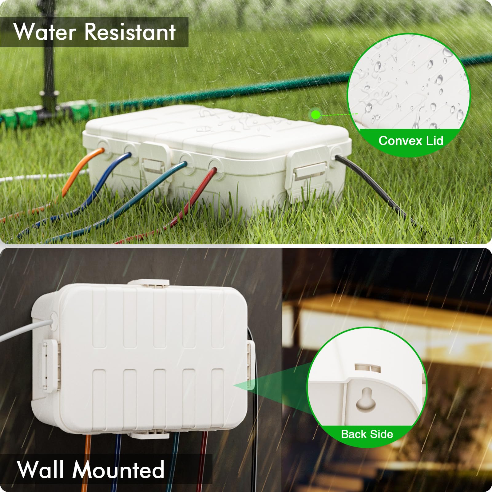 RESTMO Extra Large Waterproof Electrical Box, IP54 Weatherproof Outdoor Outlet Cover, Protect Outlet, Plug, Timer, Power Strip (Not Included), Holiday Light Decoration, 32 x 22 x 13 cm, Black