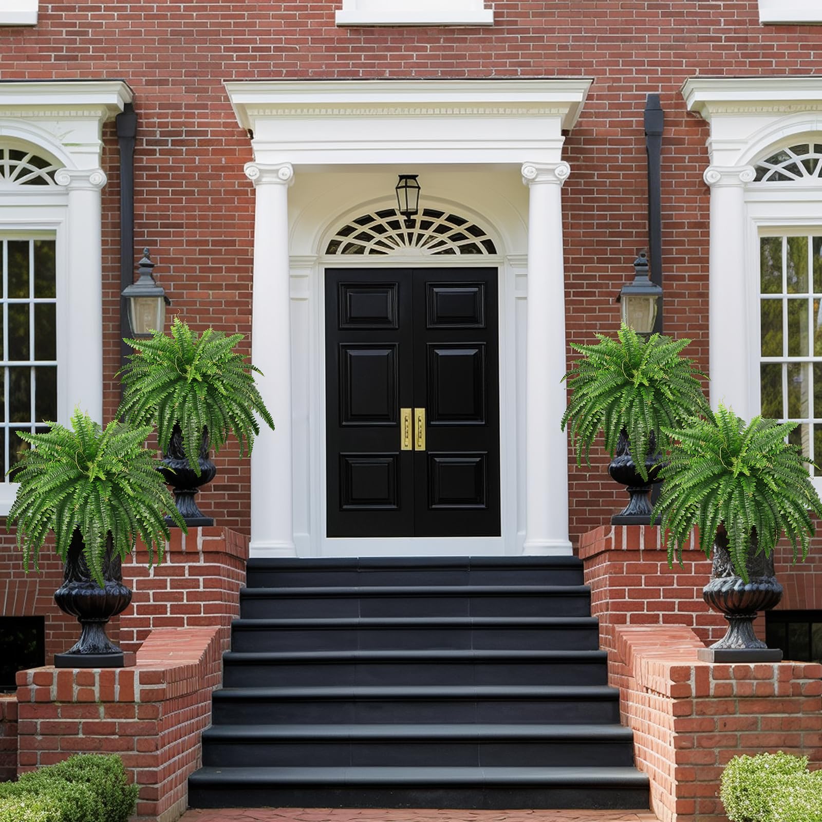 FOREST PRINCE 2 PCS Artificial Boston Fern Large Outdoor, 42In Faux Ferns Bush Plants for Indoors, Home Decor, Windowsill, Garden Decorations (59