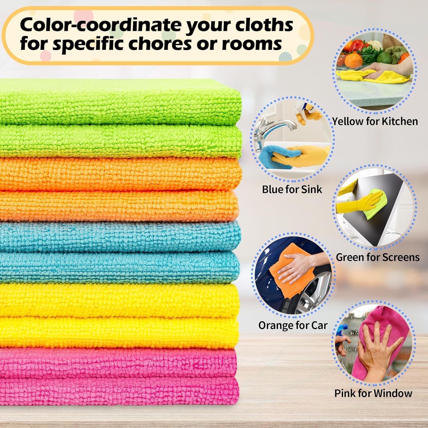 20 Pack Microfiber Cleaning Cloth, Lint-Free Car Wash Towels, All-Purpose Absorbent Cleaning Rags for Housekeeping, Dust Cloth for Office, Mechanic, Automotive