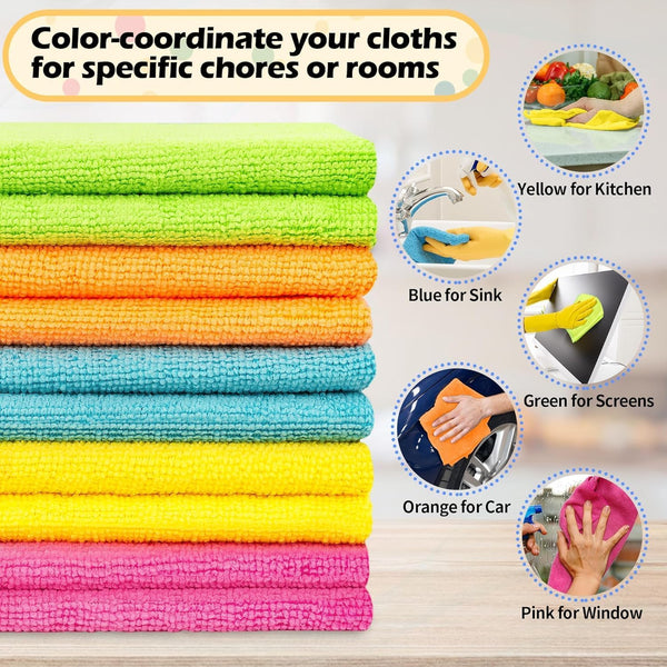 20 Pack Microfiber Cleaning Cloth, Lint-Free Car Wash Towels, All-Purpose Absorbent Cleaning Rags for Housekeeping, Dust Cloth for Office, Mechanic, Automotive