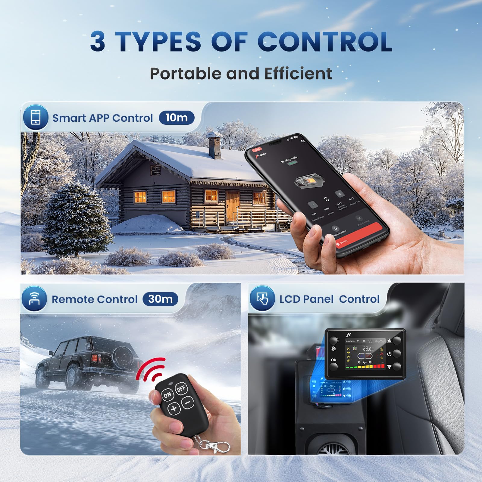 8KW Diesel Heater, HBS1S Portable Diesel Air Heater with App Control, 10-Temperature Settings, 18% Boost in Burning Efficiency, Auto Start-Stop, and 240V AC 12V 24V DC, for Car, Campers, 2025 Upgraded