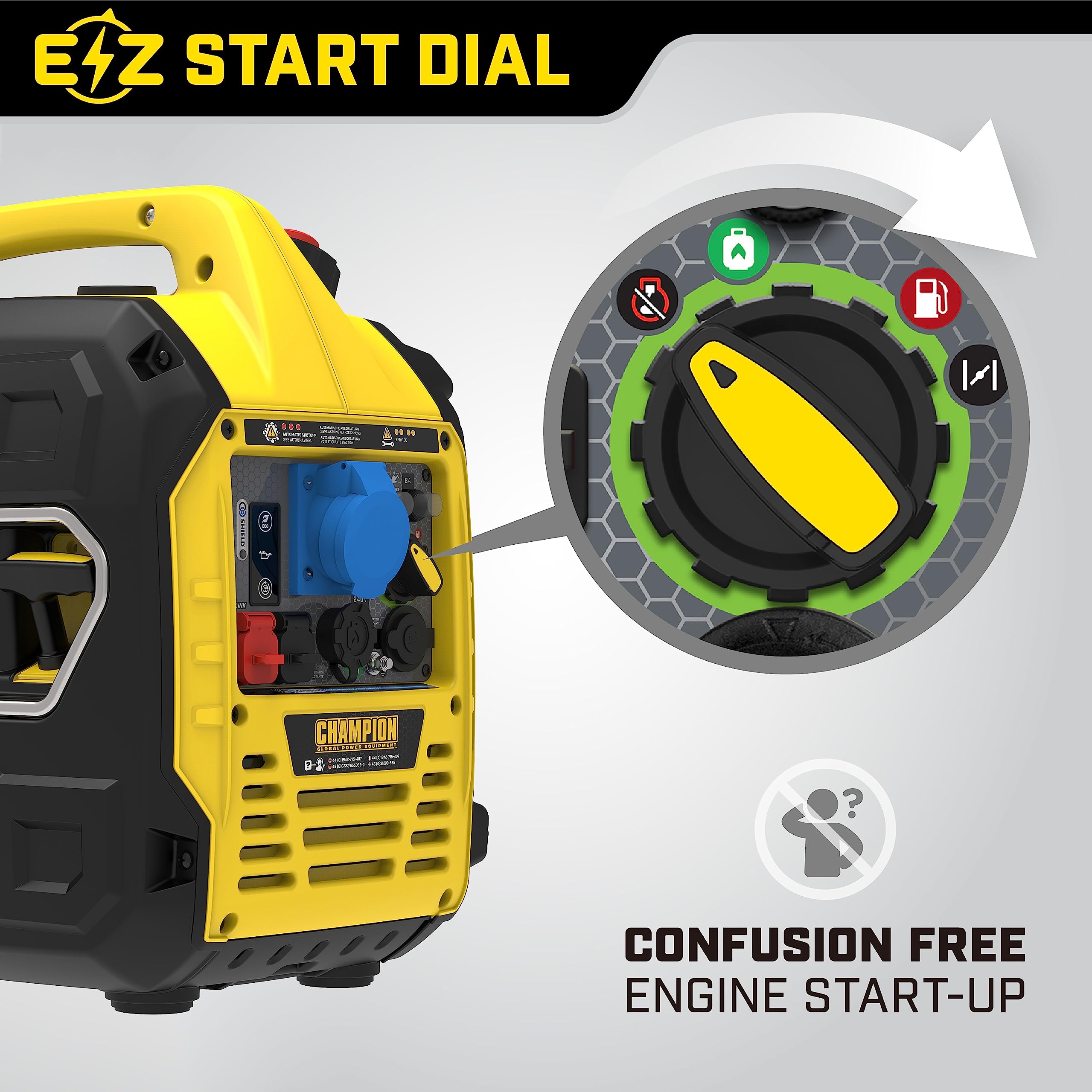 Champion Power Equipment 92001i 2200 Watt LPG Dual Fuel Portable Inverter Generator - 80cc Engine, 4.1L, Petrol or Propane - Lightweight, True Sine Wave, EZ Start, Fuel Fill Assist LED, Ultra Quiet