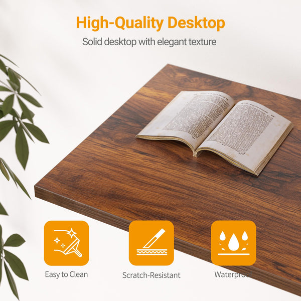 CubiCubi Computer Desk with Monitor Stand and Storage Shelves, 120cm Home Office Desk Study Writing Table, White