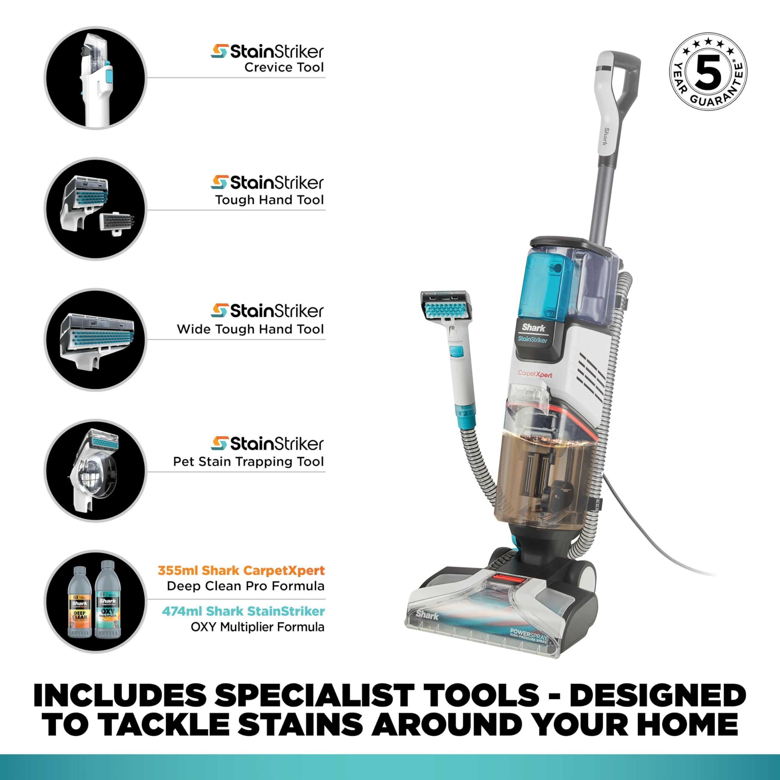 Shark CarpetXpert HairPro Pet Carpet Cleaner with Anti-Clog, Anti-Clump, Anti-Tangle, Removes Stains & Odours from Carpets & Rugs, Includes Deep Clean Pet Formula, 1000W, EX220UK