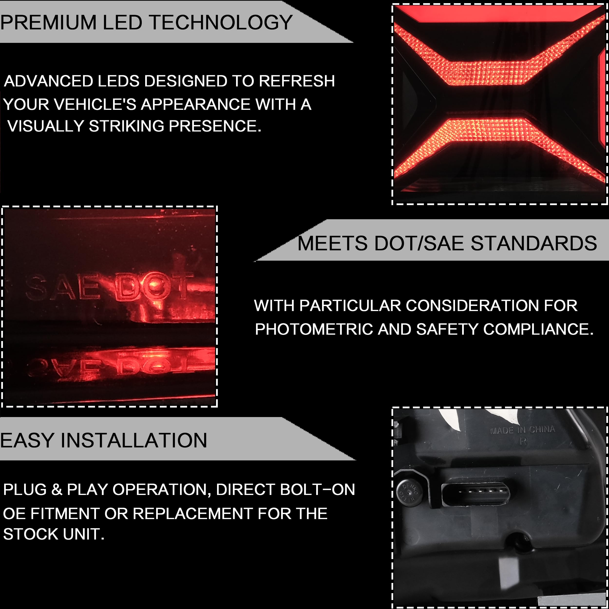 VLAND LED Tail Lights Compatible with Amk 2010-2021