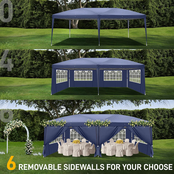Bonnlo Pop Up Gazebo with Sides 3m x 3m, Easy Setup Instant Outdoor Canopy, Folding Garden Gazebo, Party Tent Grey