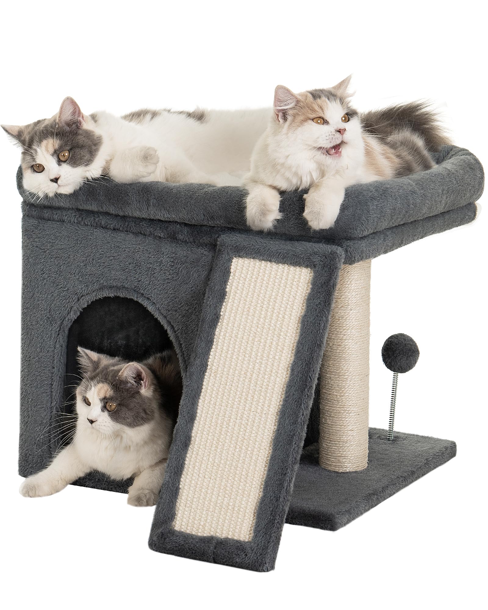 Aechonow Cat Tree Tower for Large Adult Cats, 50 * 40cm Big Perch Bed,Spacious Condo House for Indoor Kitten, Sisal Scratching Post, Dark Gray