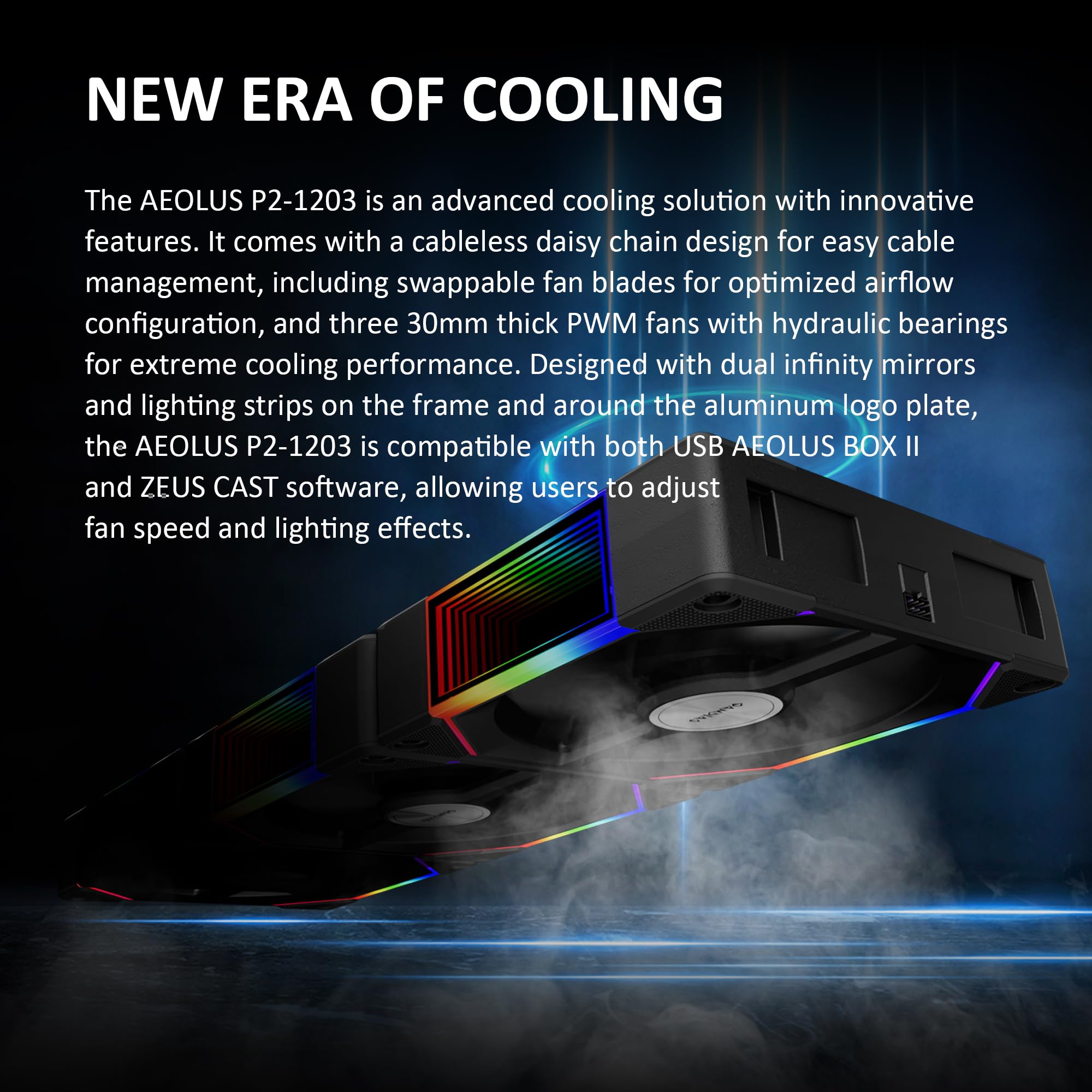 GAMDIAS 120mm ARGB PC Case Fans, Computer Case Fan, Cabless Daisy Chain Connection, Dual Infinity Mirror Lighting, Swappable Fan Blade for Reverse Airflow, Performance 30mm Thick, With Control Box