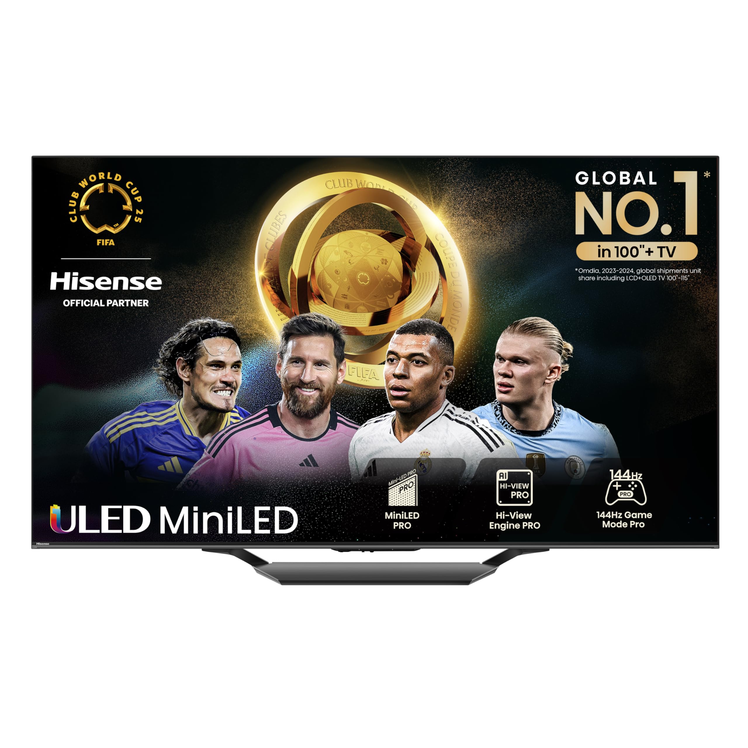 Hisense 55 Inch 4K Mini-LED TV 55U6NQTUK - Quantum Dot Colour, Dolby Vision Atmos, Hi-View Engine, FilmMaker Mode, Vidaa OS with Voice Control, Freely, Youtube, Netflix and Disney+ (2024 Model)