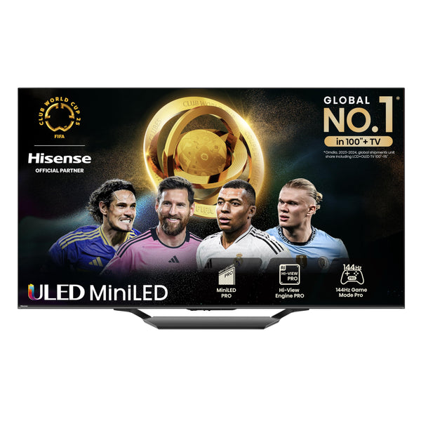 Hisense 55 Inch 4K Mini-LED TV 55U6NQTUK - Quantum Dot Colour, Dolby Vision Atmos, Hi-View Engine, FilmMaker Mode, Vidaa OS with Voice Control, Freely, Youtube, Netflix and Disney+ (2024 Model)