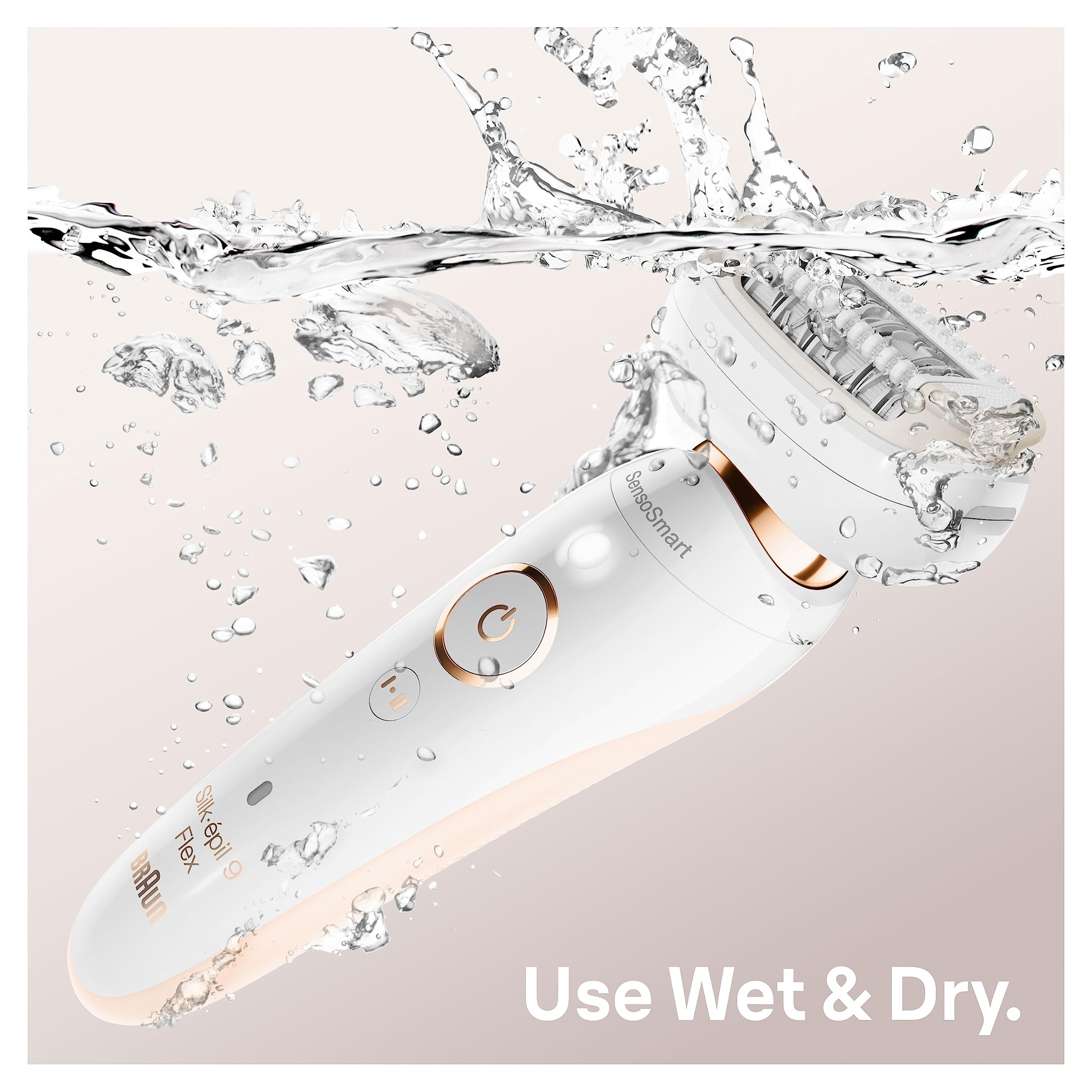 Braun Silk-épil 9 Flex SkinSpa, Epilator with 360° Flexible Head for Easy Hair Removal, Wet & Dry, Lasting Smooth Skin, All-in-One Kit, with Body Mini Shaver, SES9-481 3D, White/Gold
