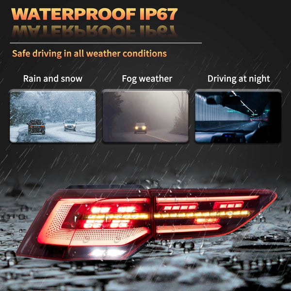 VLAND LED Rear Lights compatible with Golf MK8 Golf 8 2020-2023, w/Amber Sequential Indicator, Driver & Passenger Side - Smoked