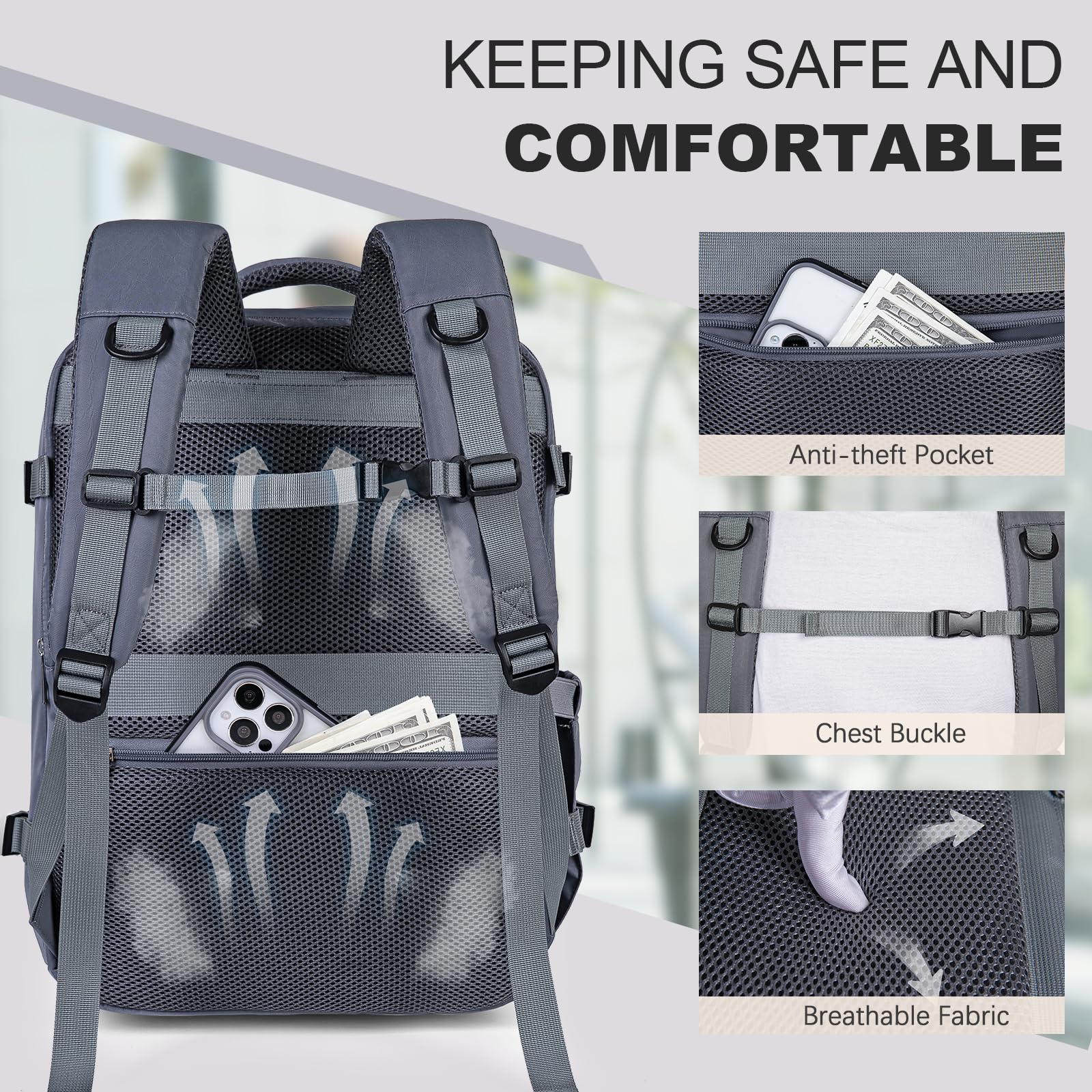 for Easyjet Cabin Bag 45x36x20, Travel Backpack with TSA Approved Clear Bag, Carry-ons Cabin Backpack for Travelling Underseat Cabin Bag Laptop Backpacks Luggage Set