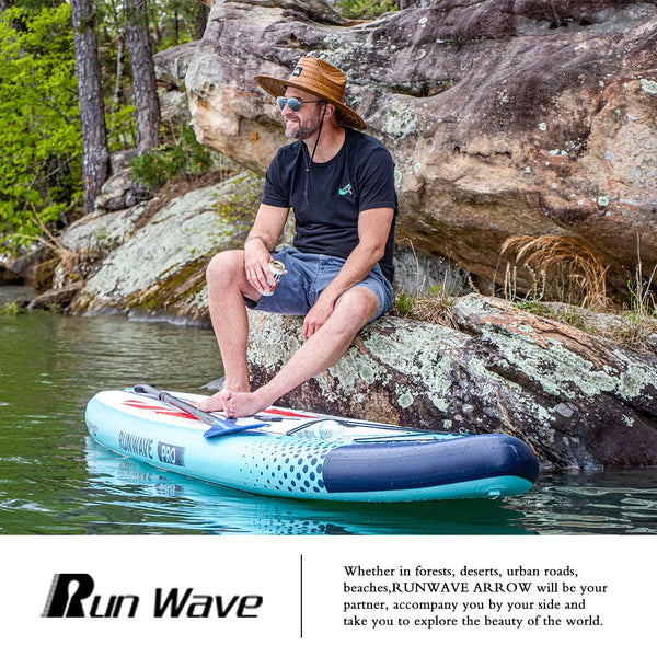 Runwave Inflatable Stand Up Paddle Board 11'×33''×6''(6'' Thick) Non-Slip Deck with Premium SUP Accessories | Wide Stance, Bottom Fins for Surfing Control | Youth Adults Beginner