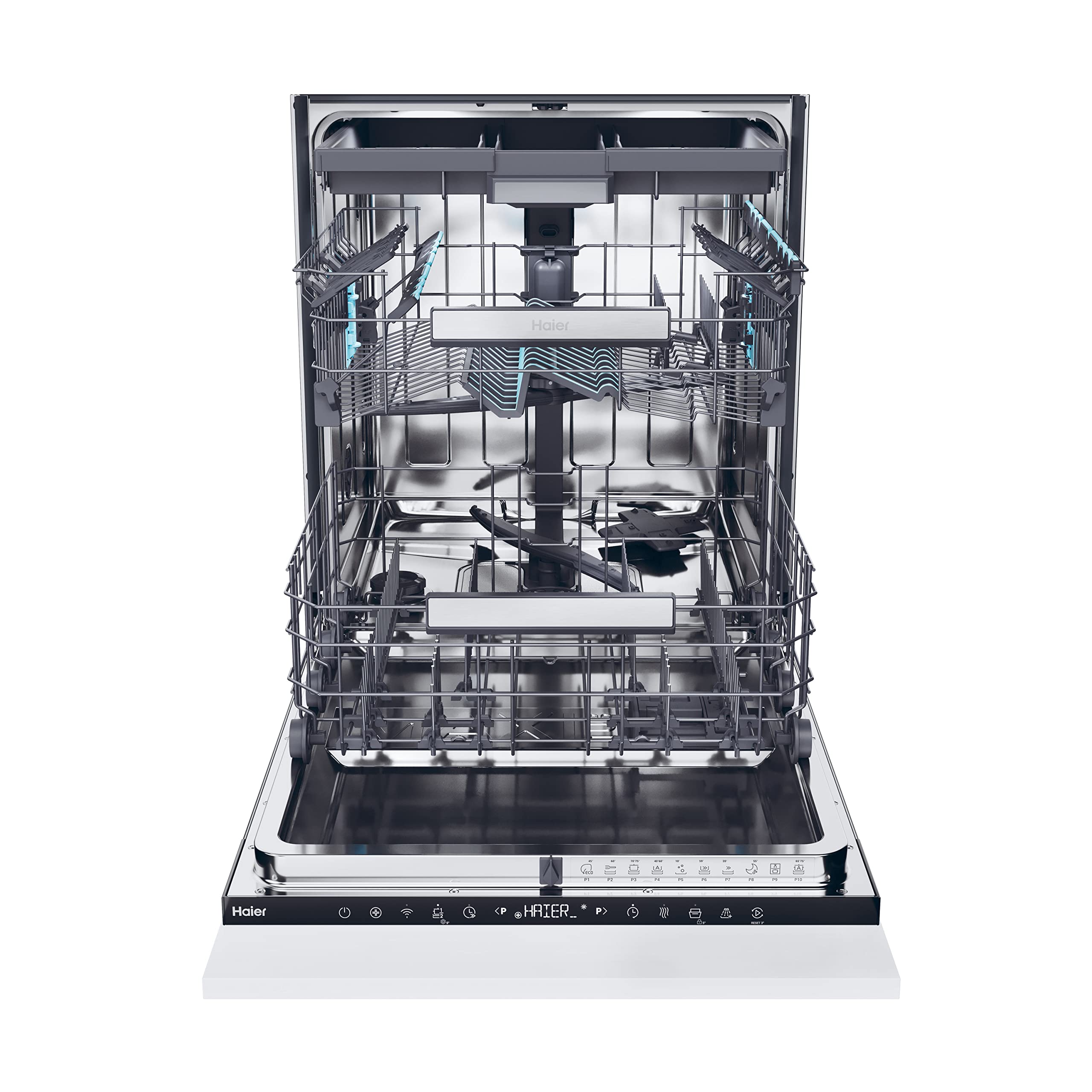 Haier XI1C3TB2FB-80 I-Pro Shine Series 4 Integrated Dishwasher, 11 place Setting, Black Bezel, C Rated