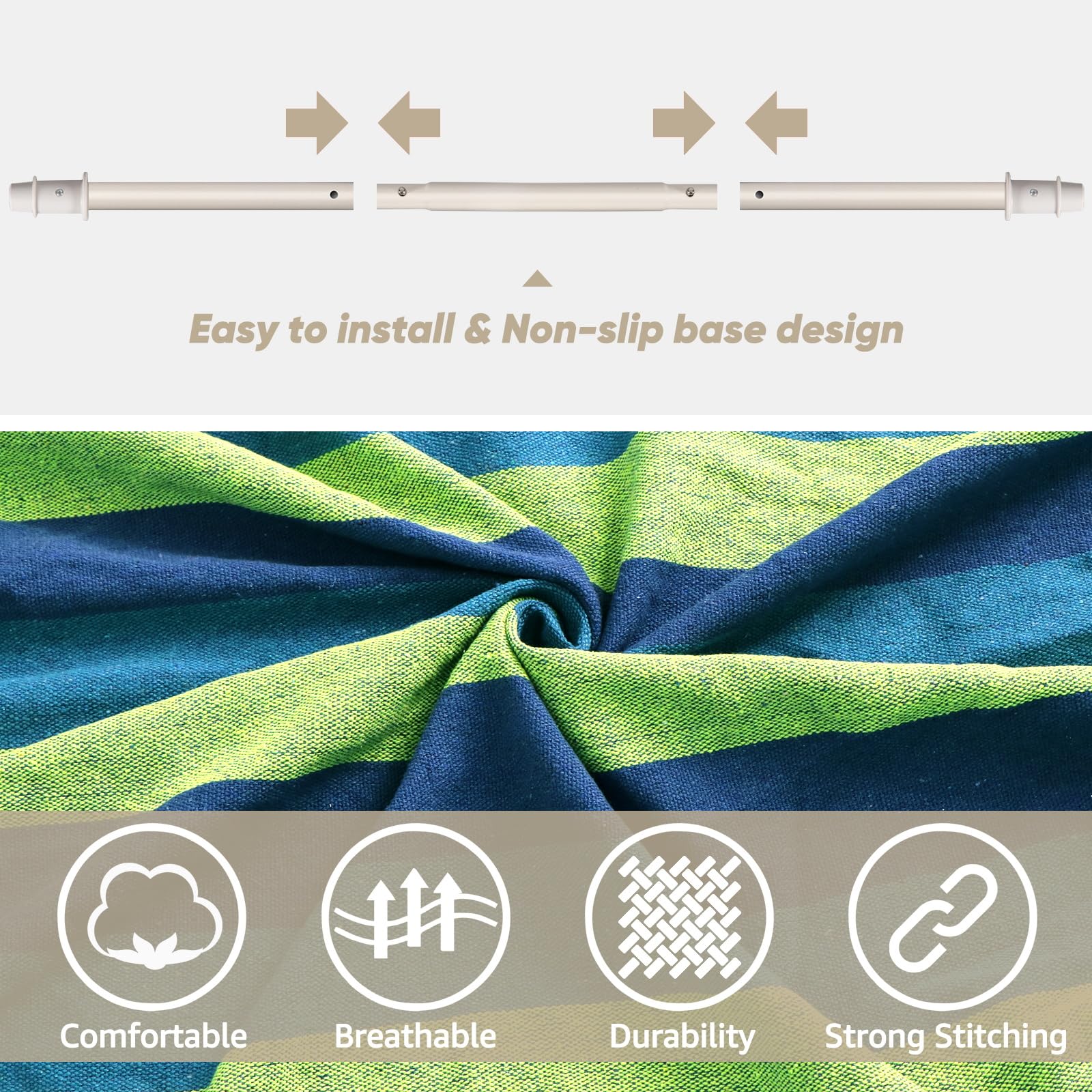 Chihee Hammock Chair Hanging Swing Max 500 Lbs 2 Cushions Included Steel Spreader Bar with Anti-Slip Grooves Portable Hanging Chair Side Pocket Large