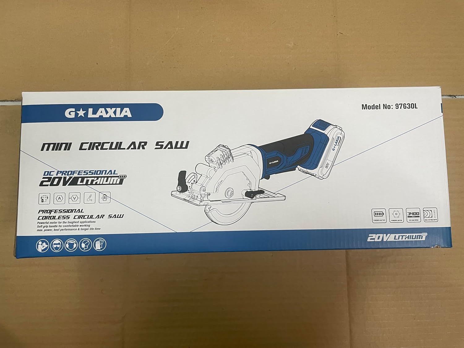 G LAXIA 20V Cordless Circular Saw, Mini Circular Saw 3400RPM, Compact Electric Lightweight Saw with Speed Trigger， Maximum Cutting Depth of 28MM (45°),42.8MM (90°) –2000mAh Battery and Charger