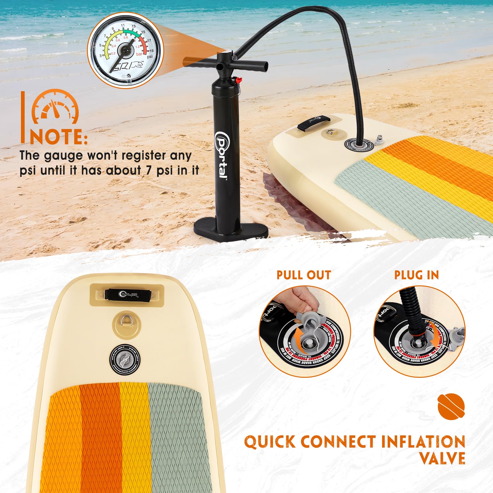 Portal Stand Up Paddle Board, 10'6x33 x6 Inflatable Paddle Boards with SUP Accessories Including Carry Bag, Hand Pump, Paddle, Leash, Fin, Repair Kit, Waterproof Phone Case