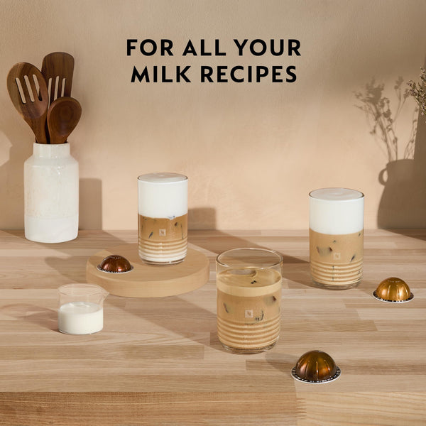 Nespresso Coffee Machine Barista Bundle includes Vertuo Pop White by Krups, Milk Frother, 2x Mugs, 2 x spoons, Melozio coffee pods & Chiaro coffee pods