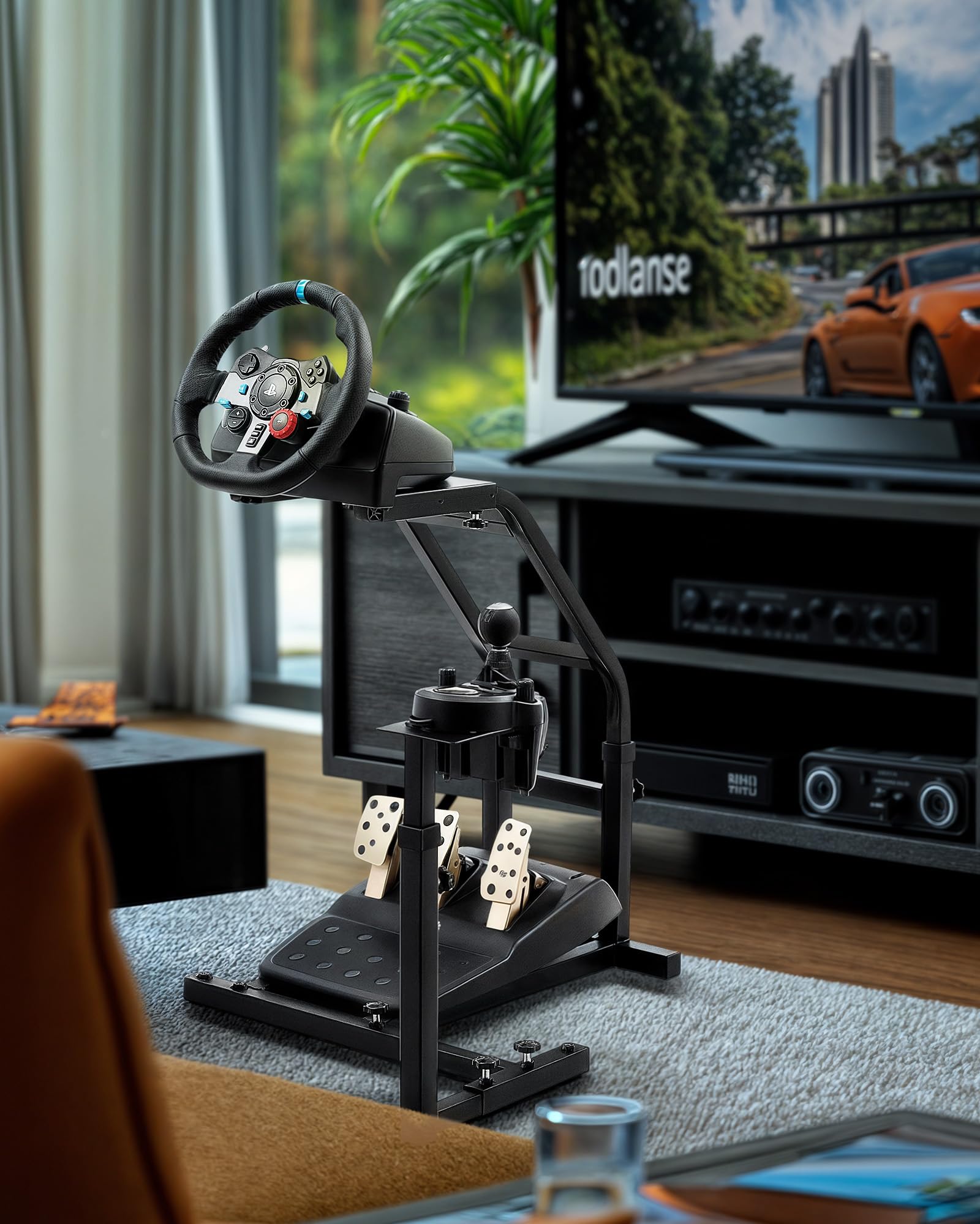 CO-Z Racing Wheel Stand Compatible with Logitech G27, G29, G920, Thrustmaster T300RS, T80, Adjustable Height for PS4, Xbox One, Series X|S, PC Gaming