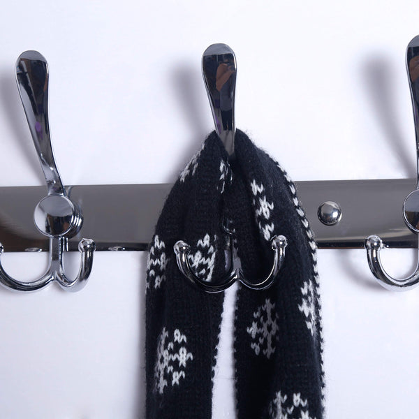 Dseap Coat Rack Wall Mount - 74cm Long 8-Tri-Hooks, Heavy Duty, Stainless Steel, Metal Coat Hanger Rail Wall Hooks for Coats Hats Clothing Clothes