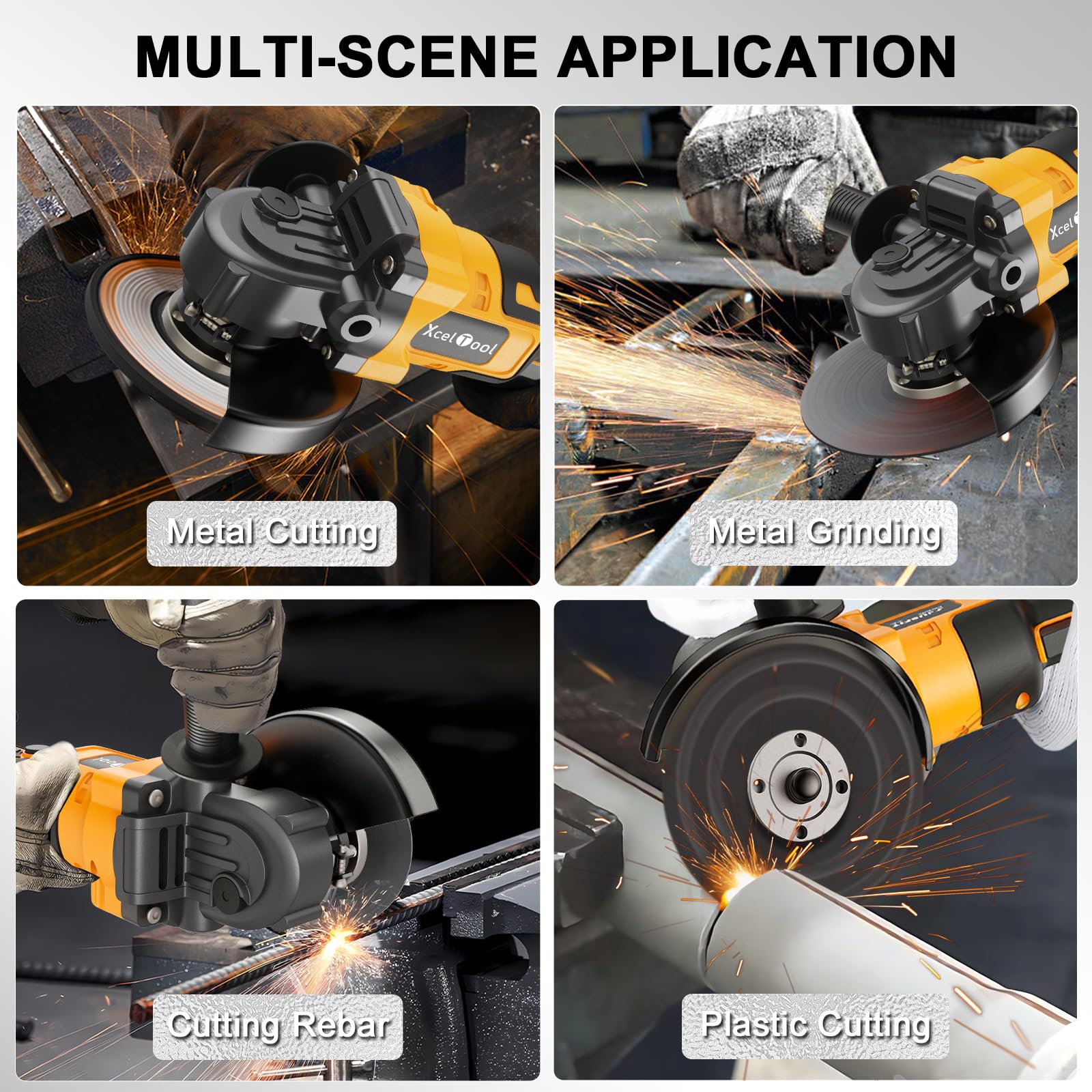 Cordless Angle Grinder,125mm Brushless Battery Grinders for 20V MAX Battery (Battery Not Included), 8500RPM Power Tool with 2-Position Adjustable Handle, for Cutting, Grinding and Polishing