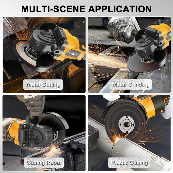 Cordless Angle Grinder,125mm Brushless Battery Grinders for 20V MAX Battery (Battery Not Included), 8500RPM Power Tool with 2-Position Adjustable Handle, for Cutting, Grinding and Polishing