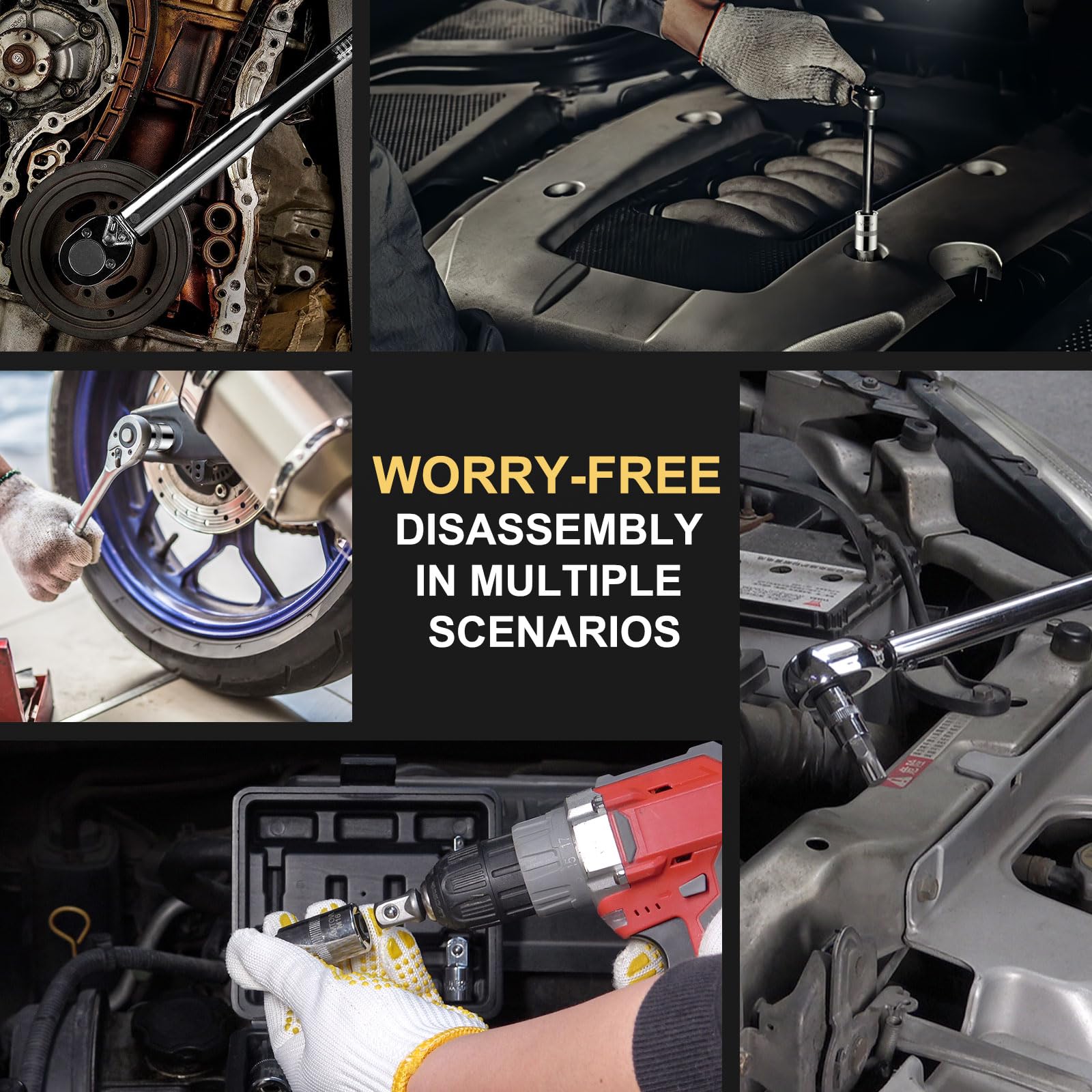 AMTOVL 15-Piece Triple Square Spline Bit Socket Set - S2 Alloy Steel & 50BV30 CRV XZN Bits - Includes 1/4", 3/8", 1/2" Drive Sizes (4,5,6,8,9,10,16,18mm) with Adapter - Fit for Automotive & DIY