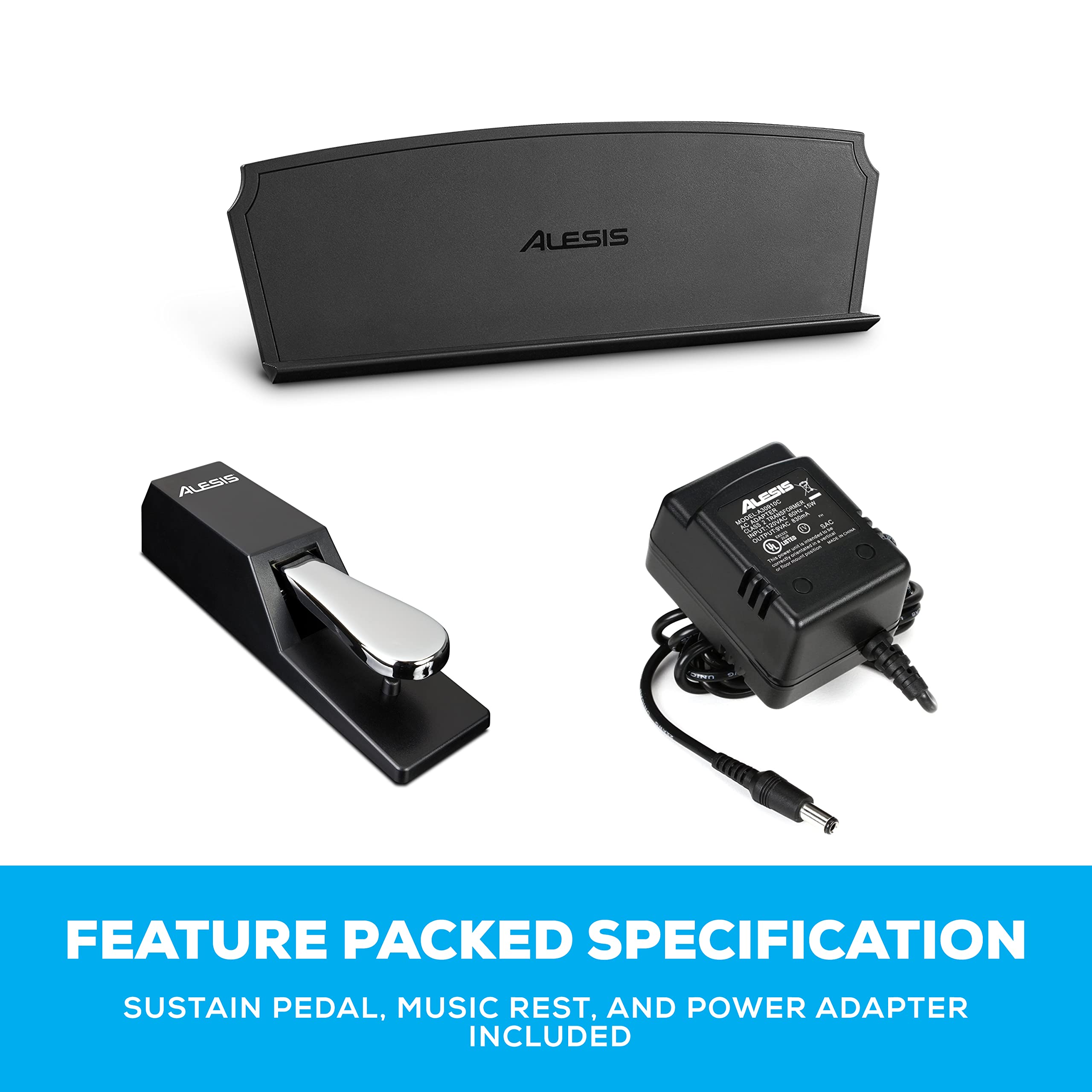 Alesis Recital Home Digital Piano with 88 Hammer Action Weighted Keys, Stand, Pedals and Lessons, Turquoise