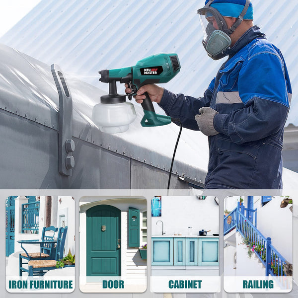 NEU MASTER Paint Sprayer, Orange Fence Paint Sprayer,[500W/1200ml/4 Nozzles/3 Patterns] HVLP Electric Spray Gun for Home Interior and Exterior, Cabinets, House, Fence, Ceiling