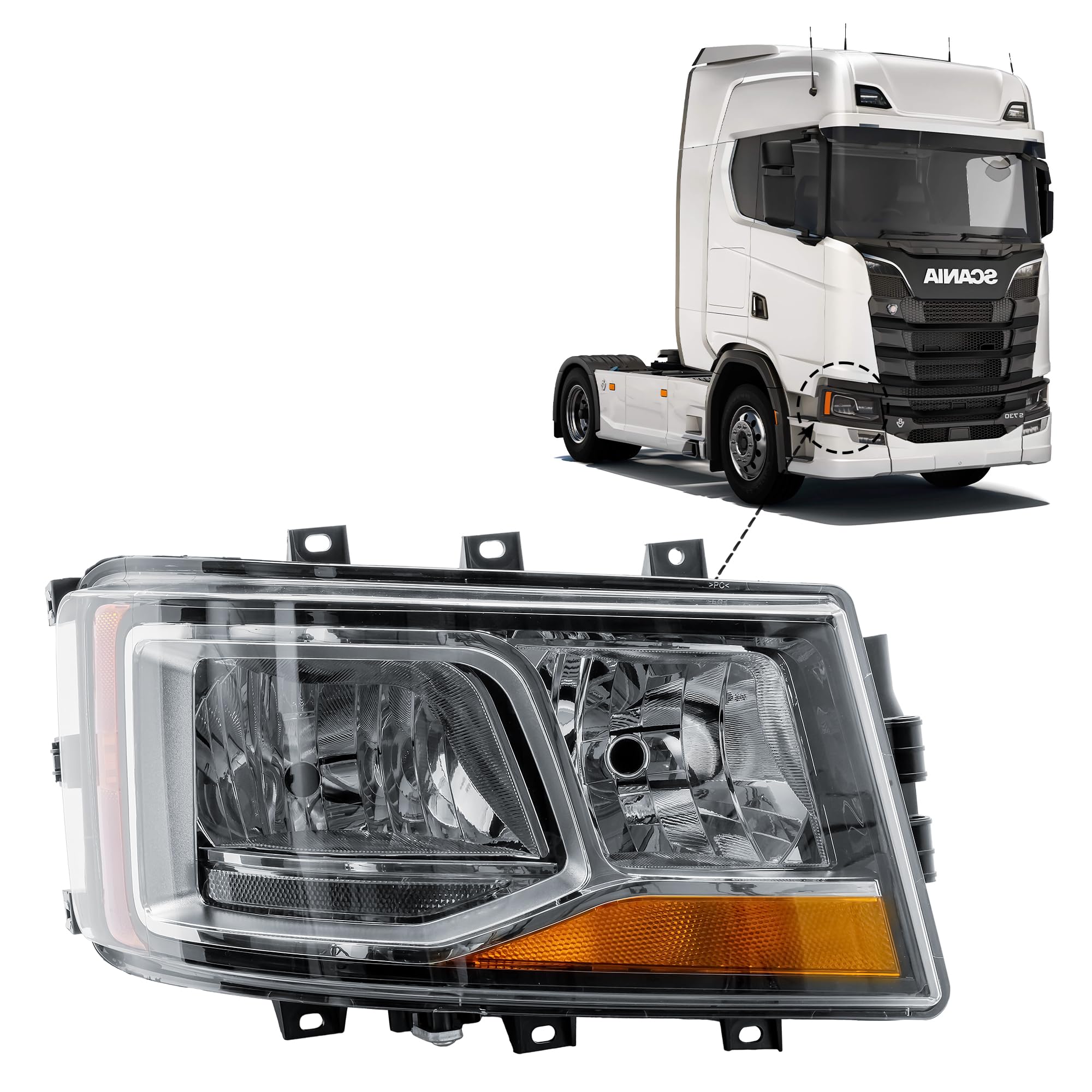 LONGLING Replacement Driver Right Side O/S Headlight Head Lamp Electric Adjustment for SCANIA Truck P G R S Series