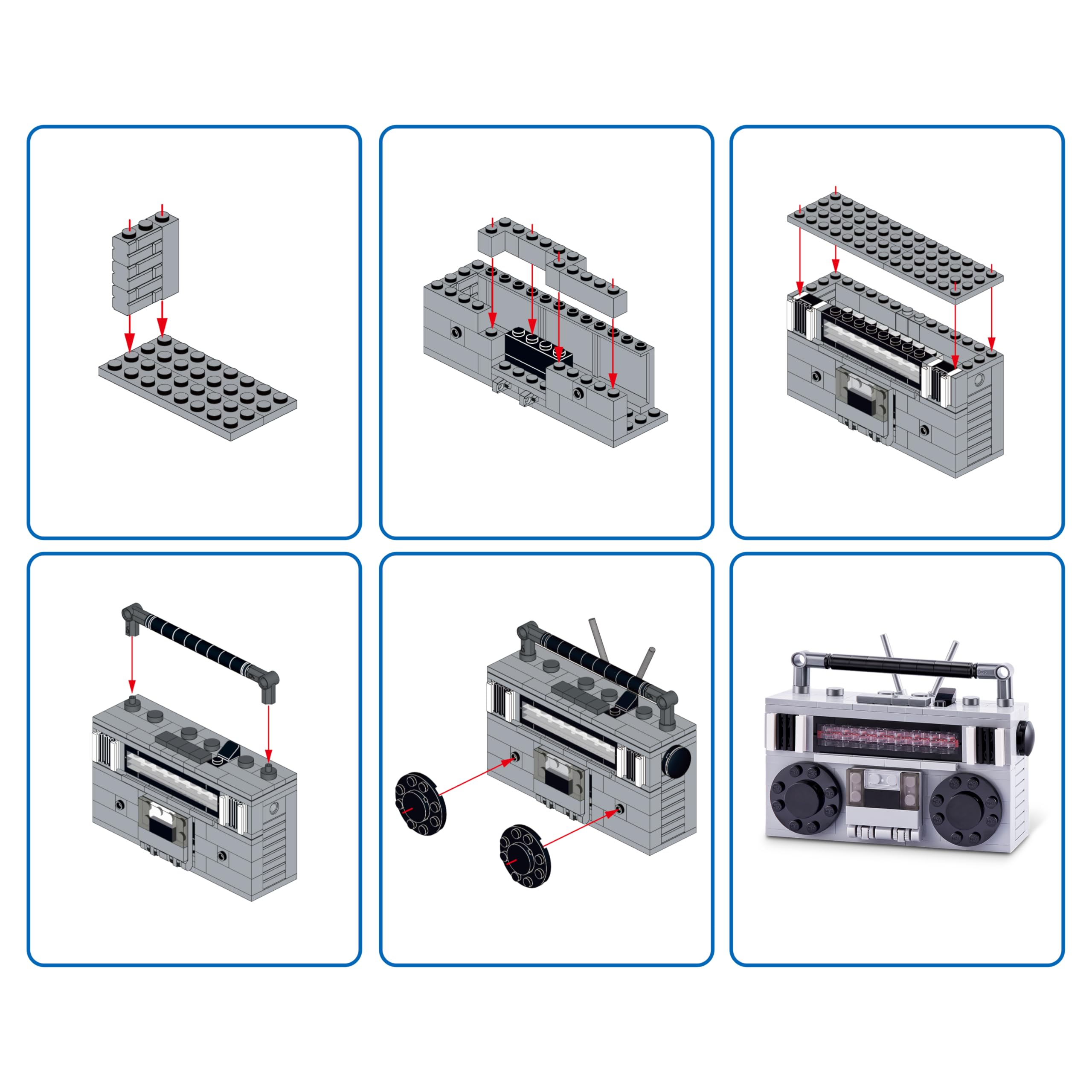 ZURU MAX Premium Retro Building Bricks (Cassette Radio) – Collectible Minis, Novelty Unboxing Toy for Kids, Creative Play Sets