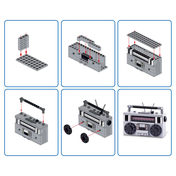 ZURU MAX Premium Retro Building Bricks (Cassette Radio) – Collectible Minis, Novelty Unboxing Toy for Kids, Creative Play Sets