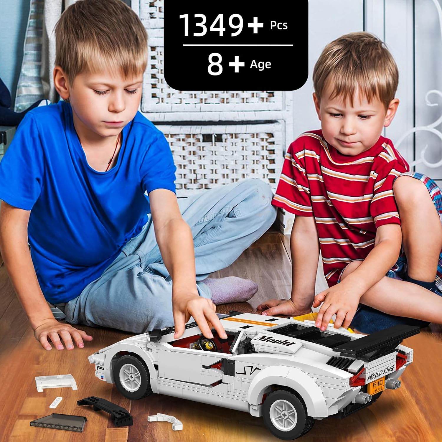 Mould King Super Sports Car Building Blocks Set, 1349 Pieces MOC Building Kit Toys Collectible Set for Adults, Sports Car Model