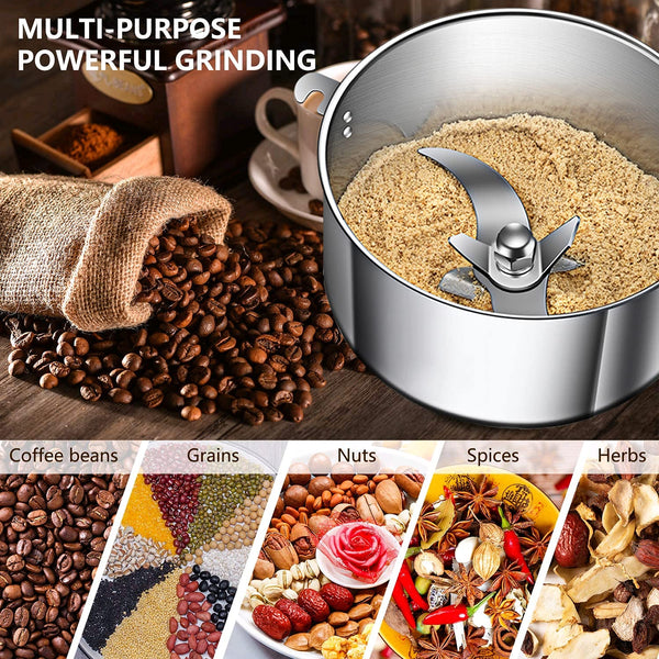 LEJIEYIN Electric Grain Grinder Mil 150g High Speed Stainless Steel, 900W Open-Cover-Stop Protection, for Grinding Various Dried Cereal/Herb/Spice/Nut