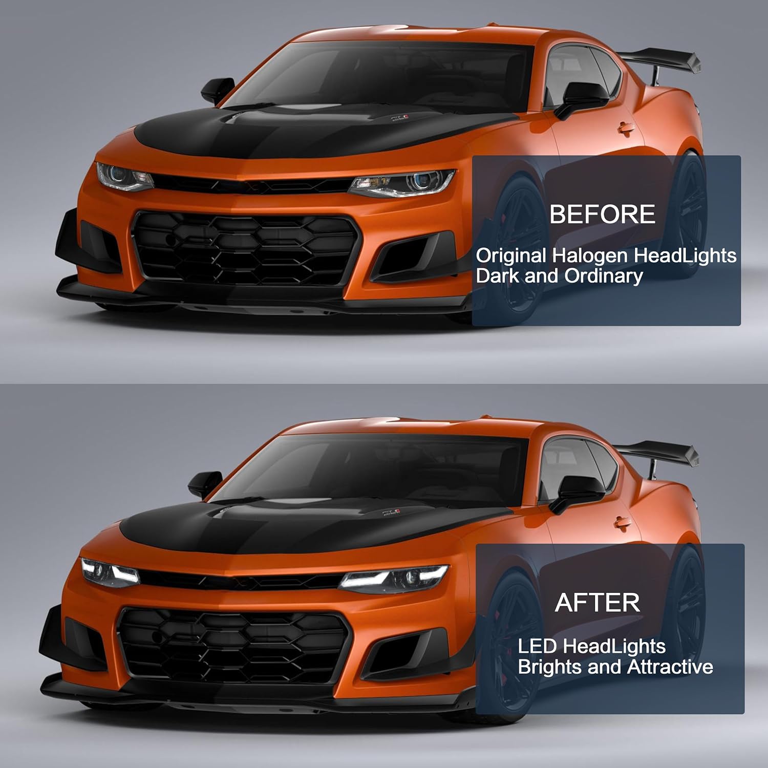 VLAND LED Headlights Compatible with Chevy Camaro 2019-2024 coupe 1LS,1LT,2LT,3LT,LT1/Convertible 1LT,2LT,3LT,LT1, Front Light with Turn Signal and DRL