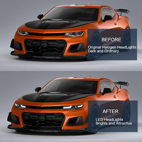 VLAND LED Headlights Compatible with Chevy Camaro 2019-2024 coupe 1LS,1LT,2LT,3LT,LT1/Convertible 1LT,2LT,3LT,LT1, Front Light with Turn Signal and DRL