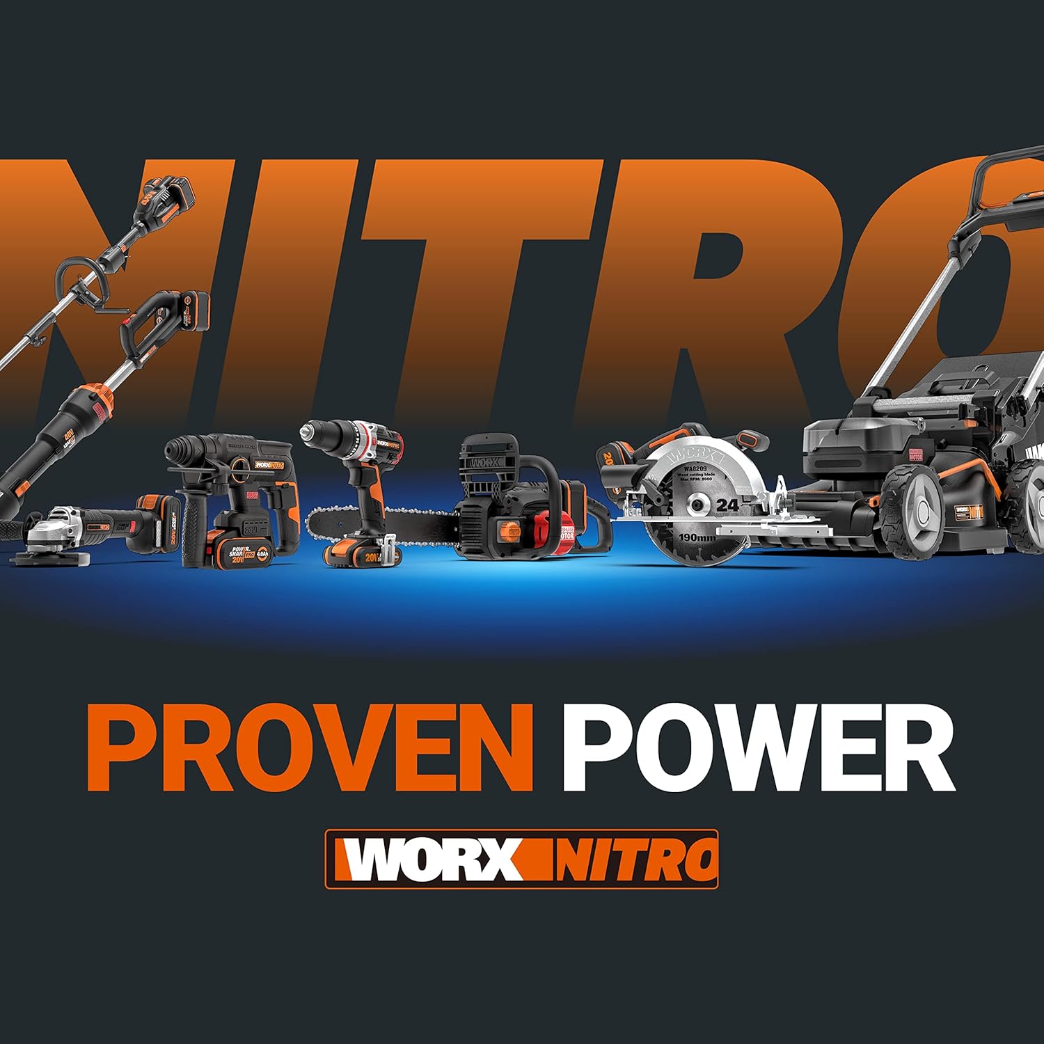 WORX Nitro 18V(20V MAX) Cordless Reciprocating Saw WX516 Brushless Saw 29mm, Quick Tool-Free Blade Change, Variable Cutting Speed Control, PowerShare, 1 * 4.0Ah Battery，1 * 2A Charger