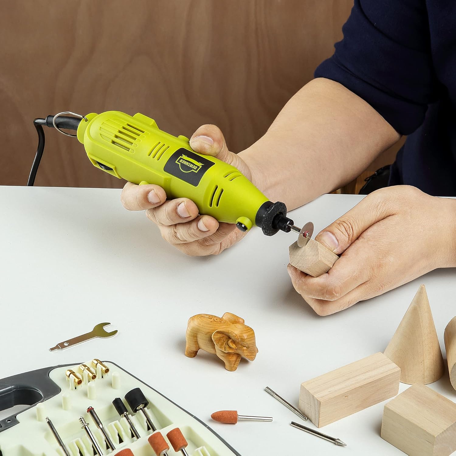 DEWINNER Rotary Multi-Tool, 135W 6 Variable Speed 8000-35000 RPM, 233 pcs Accessories Mini Tool Kit Set Case, DIY Creation for Craft Project Functional Polishing Cleaning Cutting Sanding Carving