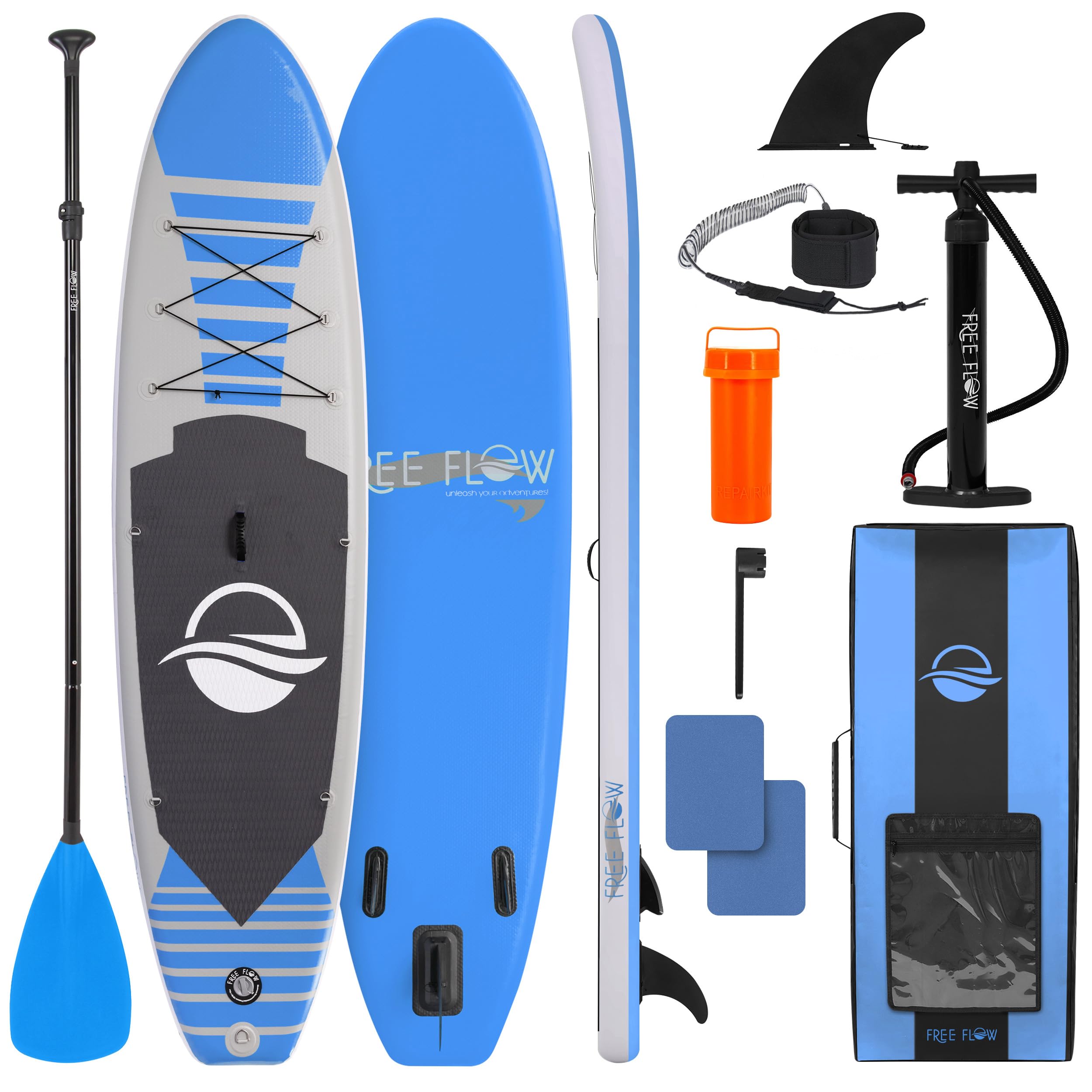 SereneLife Inflatable Stand Up Paddle Board, SUP Board- Paddleboards for Adults & Youth, Surfing Board Kit, 0.63cm Thick Standup Paddleboarding, Non-Slip Deck, Wide Stance, Surf Control w/Backpack