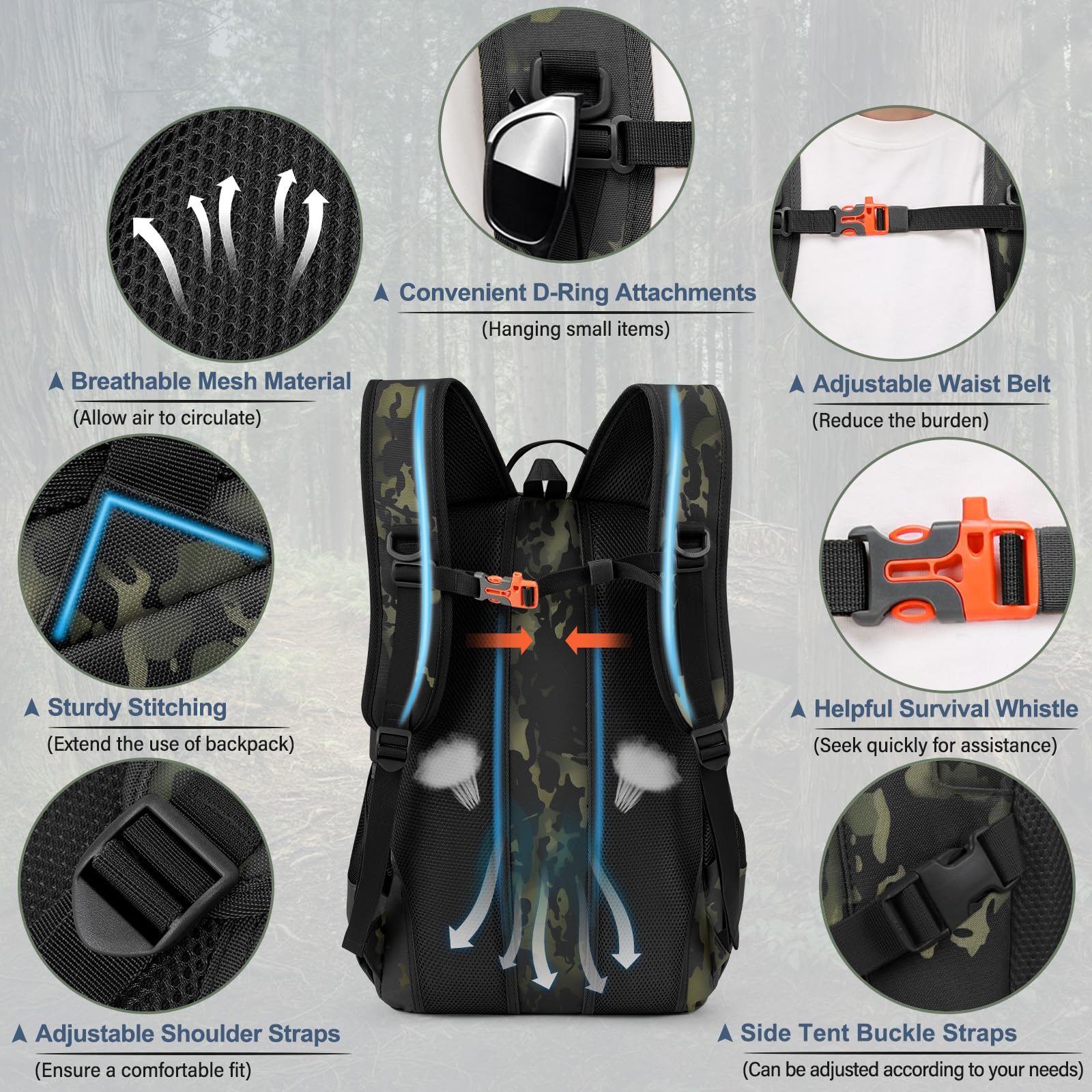 RAINSMORE Military Tactical Backpack Large Hiking Camping Rucksack 40L Water Resistant Molle Hunting Trekking Rucksack Black