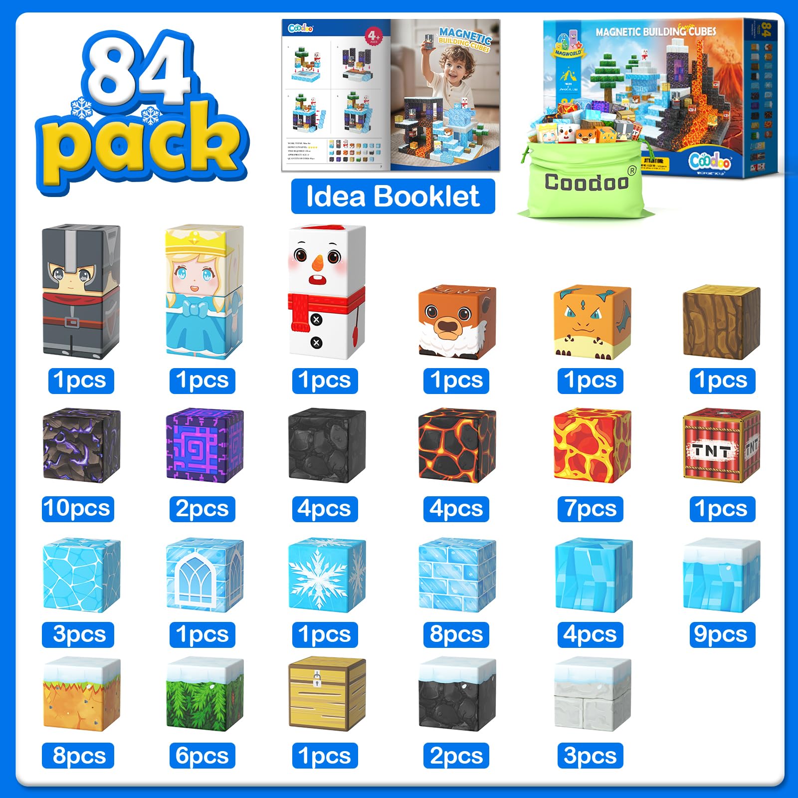 Magnetic Blocks - Build Mine Magnet World Magic Portal Set, Magnetic Tiles Building Blocks Toddler Toy STEM Sensory Outdoor Toys for 3+ Year Old Boys & Girls, Creative Kids Games Kids Toys