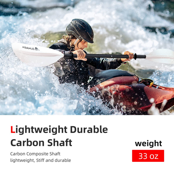 Abahub 1 x Carbon Kayak Paddles, 90.5 Inches Kayaking Oars for Boating, Canoeing with Paddle Leash, Carbon Fiber Shaft White Plastic Blades