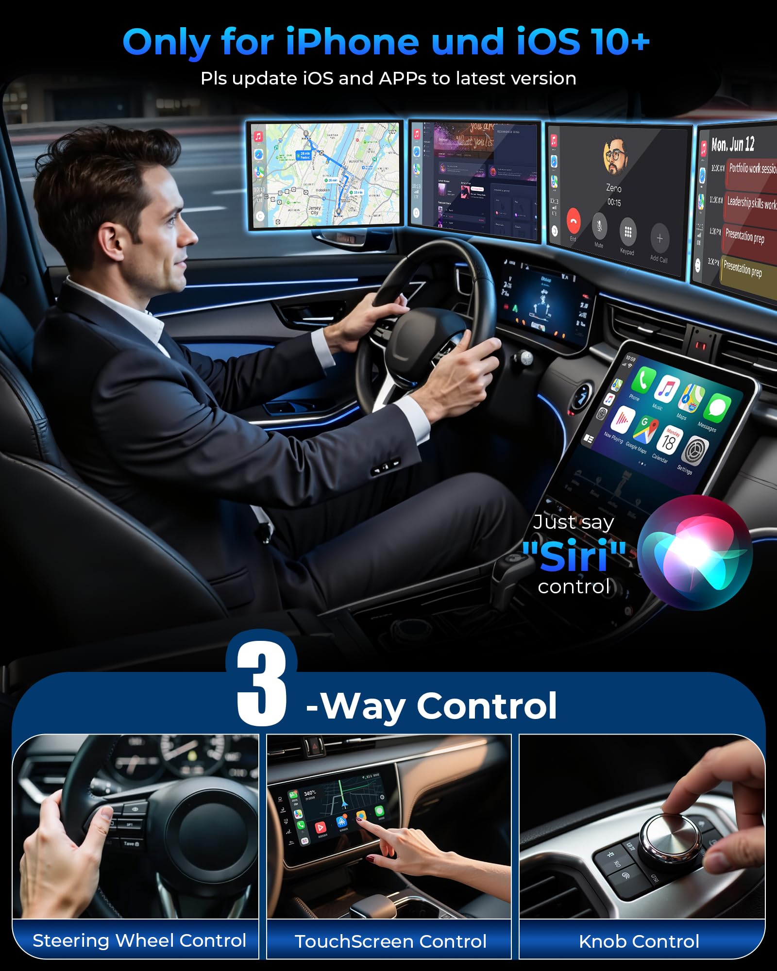 Wireless CarPlay Adapter for APPLE iPhone - Upgrade Wired CarPlay to Wireless Device, Mini T-shaped for Cars USB Plug and Play Auto Reconnect, for Portable Car GPS Navigation Broadcast