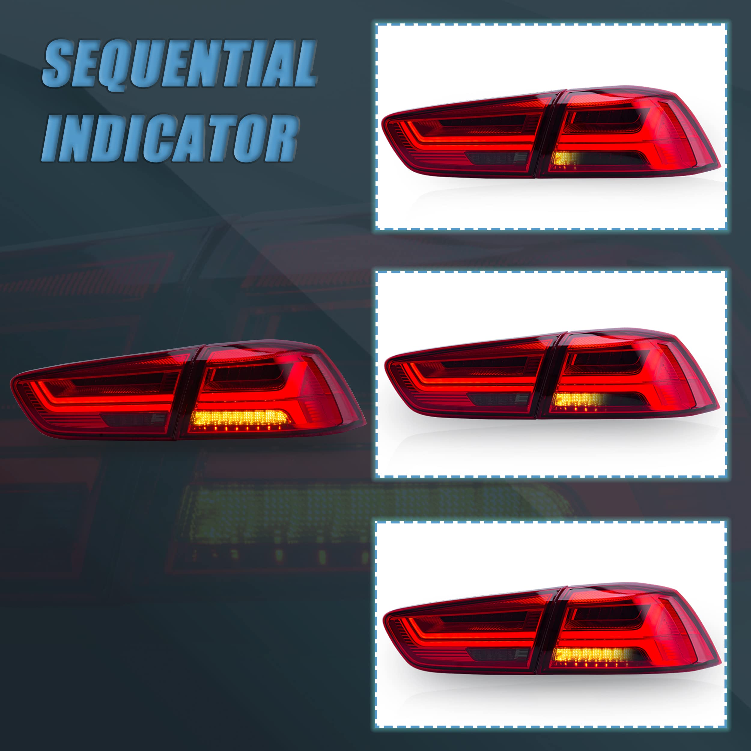 VLAND LED Headlights Compatible with Mitsubishi Lancer& EVO X 2008-2020 Front light with Sequential, Projector Headlamp